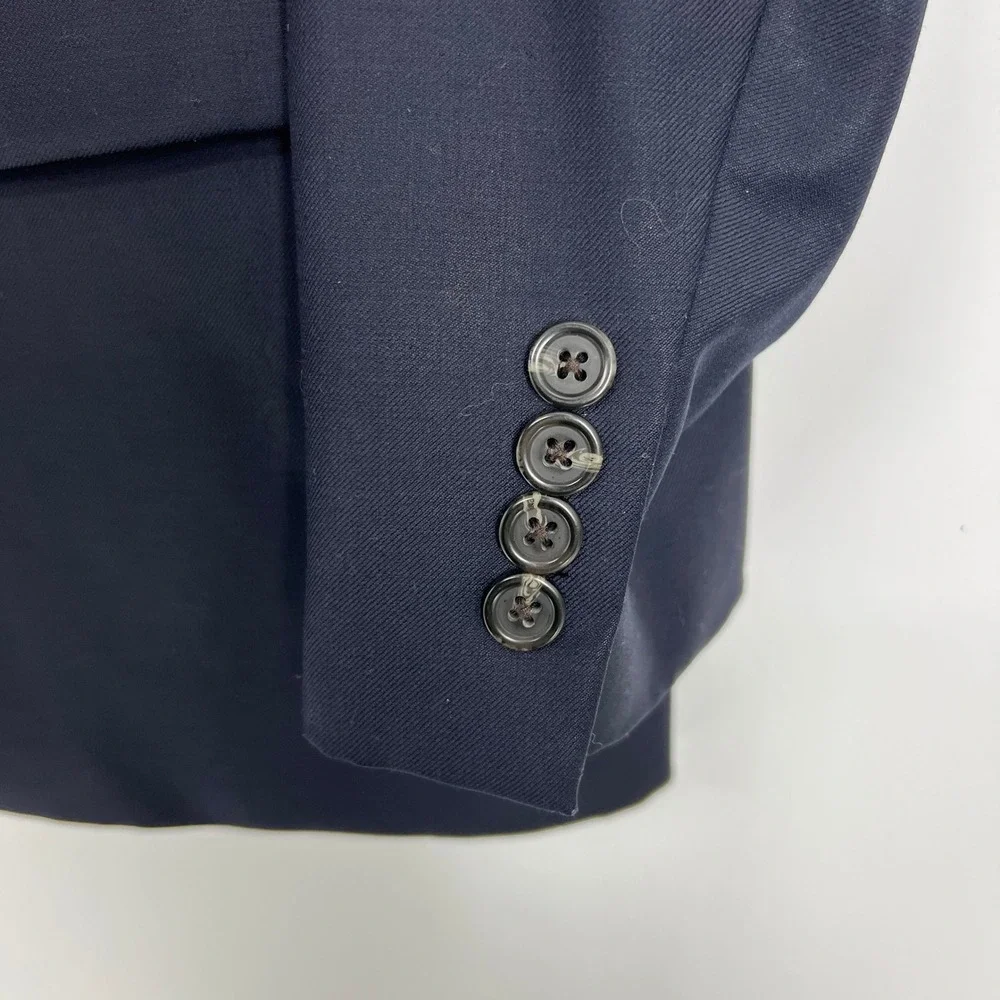 Lauren Ralph Lauren Mens 41R Navy Blue 100% Wool Blazer Sport Coat 2‎ Button